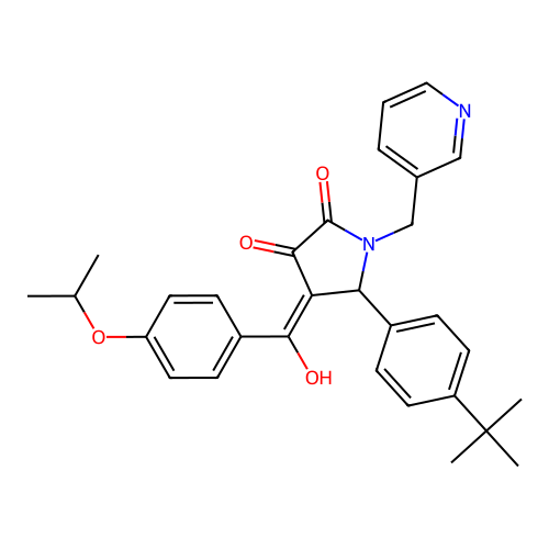 (4E)-5-(4-tert-butylphenyl)-4-[hydroxy-(4-propan-2-yloxyphenyl)methylidene]-1-(pyridin-3-ylmethyl)pyrrolidine-2,3-dione structure
