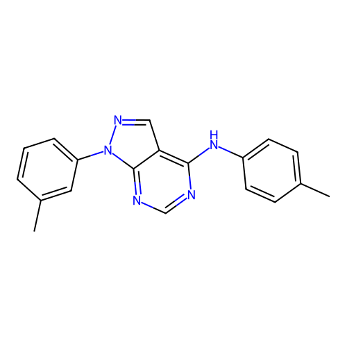 1-(3-methylphenyl)-N-(4-methylphenyl)-1H-pyrazolo[3,4-d]pyrimidin-4-amine structure