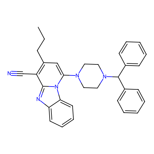 1-(4-Benzhydryl-1-piperazinyl)-3-propylpyrido[1,2-a]benzimidazole-4-carbonitrile structure