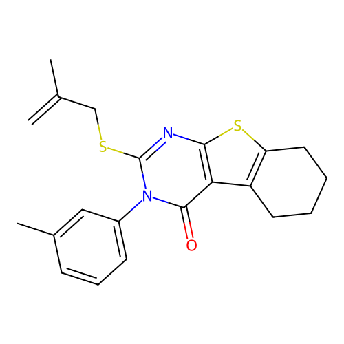 2-((2-methylallyl)thio)-3-(m-tolyl)-5,6,7,8-tetrahydrobenzo[4,5]thieno[2,3-d]pyrimidin-4(3H)-one structure