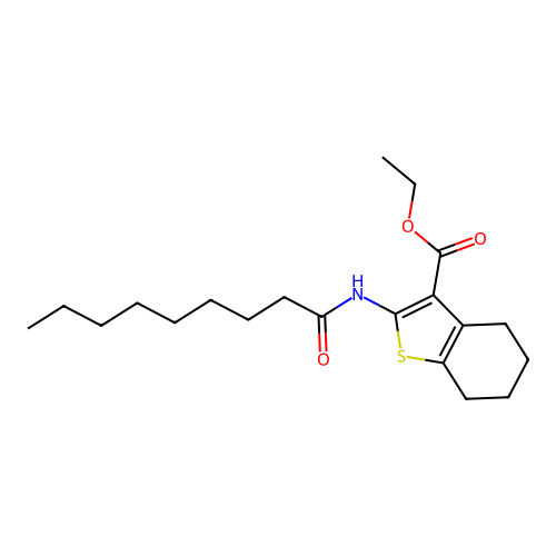 Ethyl 2-(nonanoylamino)-4,5,6,7-tetrahydro-1-benzothiophene-3-carboxylate structure