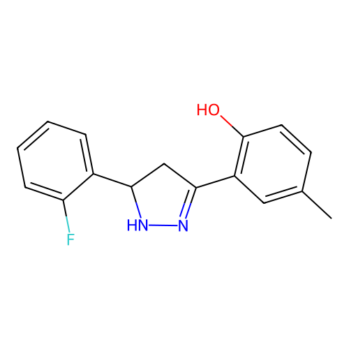 2-(5-(2-fluorophenyl)-4,5-dihydro-1H-pyrazol-3-yl)-4-methylphenol structure