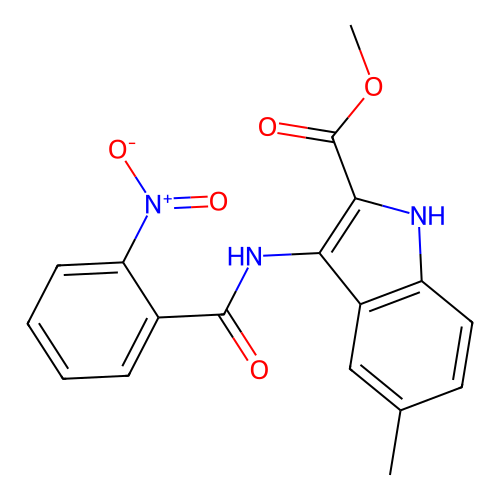 5-Methyl-3-(2-nitro-benzoylamino)-1H-indole-2-carboxylic acid methyl ester structure