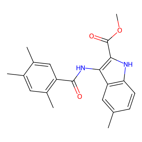 methyl 5-methyl-3-[(2,4,5-trimethylbenzoyl)amino]-1H-indole-2-carboxylate structure