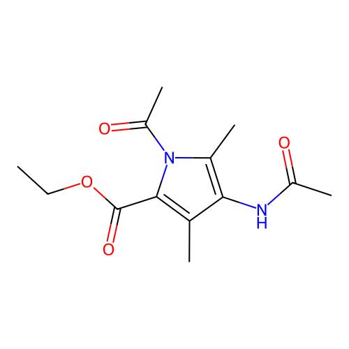 ethyl 1-acetyl-4-(acetylamino)-3,5-dimethyl-1H-pyrrole-2-carboxylate structure