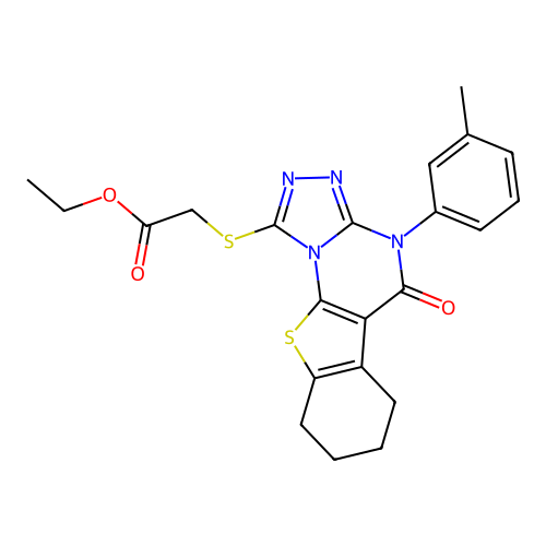 ethyl {[4-(3-methylphenyl)-5-oxo-4,5,6,7,8,9-hexahydro[1]benzothieno[3,2-e][1,2,4]triazolo[4,3-a]pyrimidin-1-yl]sulfanyl}acetate structure