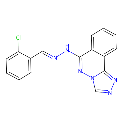 (E)-6-(2-(2-chlorobenzylidene)hydrazinyl)-[1,2,4]triazolo[3,4-a]phthalazine structure