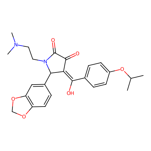 (4E)-5-(1,3-benzodioxol-5-yl)-1-(2-dimethylaminoethyl)-4-[hydroxy-(4-propan-2-yloxyphenyl)methylidene]pyrrolidine-2,3-dione structure