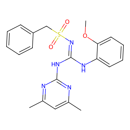 2-Benzylsulfonyl-1-(4,6-dimethylpyrimidin-2-yl)-3-(2-methoxyphenyl)guanidine structure
