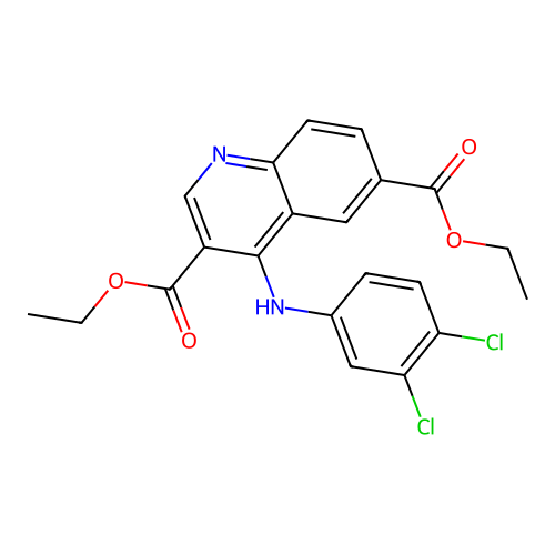 Diethyl 4-((3,4-dichlorophenyl)amino)quinoline-3,6-dicarboxylate structure
