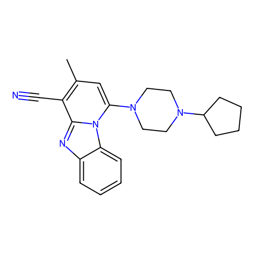 1-(4-cyclopentylpiperazin-1-yl)-3-methylpyrido[1,2-a]benzimidazole-4-carbonitrile structure