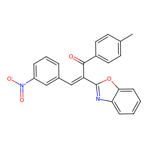 (2Z)-2-benzoxazol-2-yl-1-(4-methylphenyl)-3-(3-nitrophenyl)prop-2-en-1-one structure