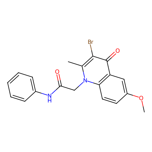2-(3-bromo-6-methoxy-2-methyl-4-oxoquinolin-1(4H)-yl)-N-phenylacetamide structure