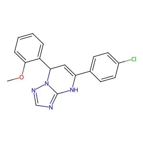 5-(4-chlorophenyl)-7-(2-methoxyphenyl)-4,7-dihydro[1,2,4]triazolo[1,5-a]pyrimidine structure