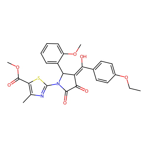 methyl 2-(3-(4-ethoxybenzoyl)-4-hydroxy-2-(2-methoxyphenyl)-5-oxo-2,5-dihydro-1H-pyrrol-1-yl)-4-methylthiazole-5-carboxylate structure