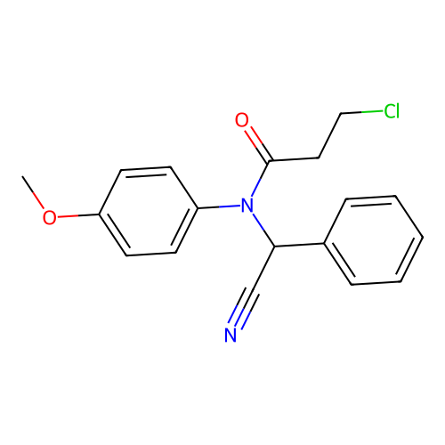 3-chloro-N-[cyano(phenyl)methyl]-N-(4-methoxyphenyl)propanamide structure