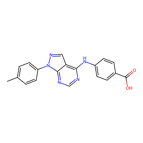 4-((1-(p-tolyl)-1H-pyrazolo[3,4-d]pyrimidin-4-yl)amino)benzoic acid structure