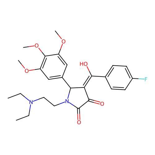 (4E)-1-(2-diethylaminoethyl)-4-[(4-fluorophenyl)-hydroxymethylidene]-5-(3,4,5-trimethoxyphenyl)pyrrolidine-2,3-dione structure