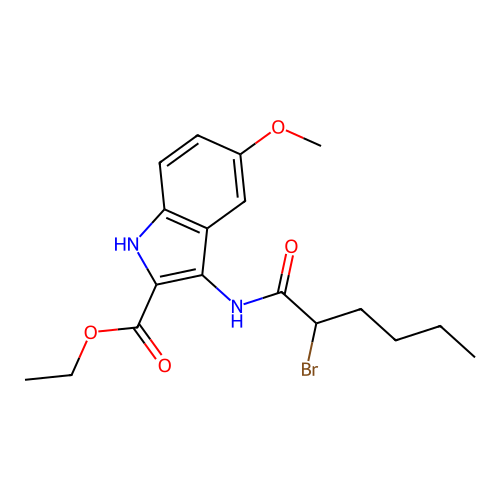 ethyl 3-[(2-bromohexanoyl)amino]-5-methoxy-1H-indole-2-carboxylate structure