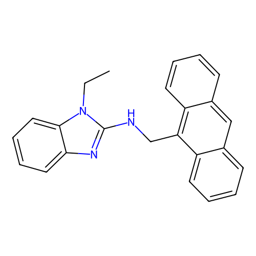 N-(anthracen-9-ylmethyl)-1-ethyl-1H-benzimidazol-2-amine structure