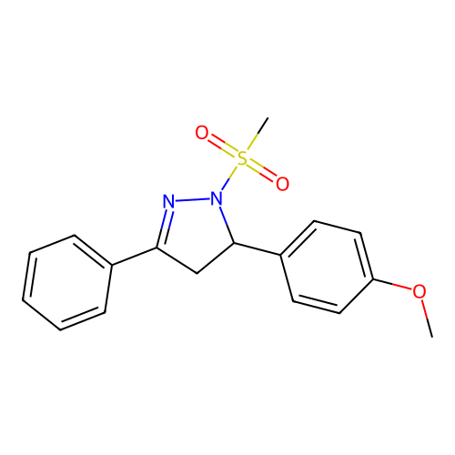 5-(4-methoxyphenyl)-1-(methylsulfonyl)-3-phenyl-4,5-dihydro-1H-pyrazole structure
