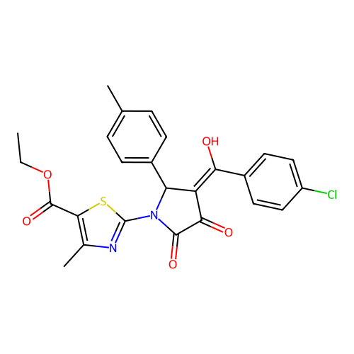ethyl 2-(3-(4-chlorobenzoyl)-4-hydroxy-5-oxo-2-(p-tolyl)-2,5-dihydro-1H-pyrrol-1-yl)-4-methylthiazole-5-carboxylate structure
