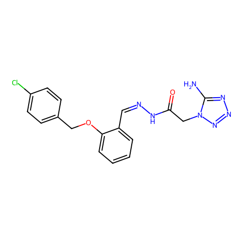 (Z)-2-(5-amino-1H-tetrazol-1-yl)-N'-(2-((4-chlorobenzyl)oxy)benzylidene)acetohydrazide structure