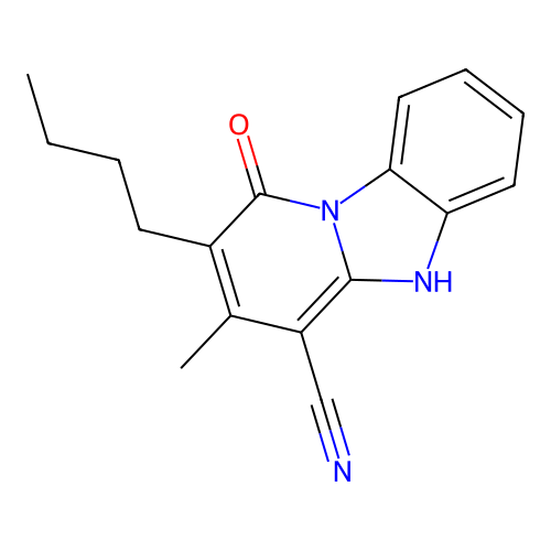 2-butyl-3-methyl-1-oxo-5H-pyrido[1,2-a]benzimidazole-4-carbonitrile structure