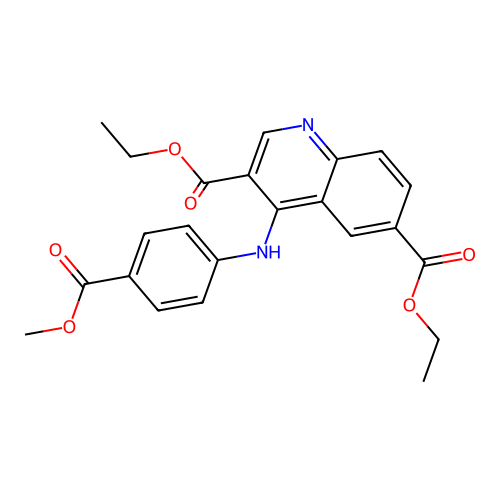 Diethyl 4-((4-(methoxycarbonyl)phenyl)amino)quinoline-3,6-dicarboxylate structure
