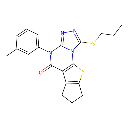 1-(propylthio)-4-(m-tolyl)-7,8-dihydro-4H-cyclopenta[4,5]thieno[3,2-e][1,2,4]triazolo[4,3-a]pyrimidin-5(6H)-one structure
