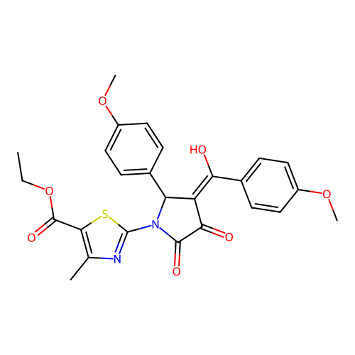 ethyl 2-(3-hydroxy-4-(4-methoxybenzoyl)-5-(4-methoxyphenyl)-2-oxo-2,5-dihydro-1H-pyrrol-1-yl)-4-methylthiazole-5-carboxylate structure