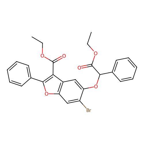 ethyl 6-bromo-5-(2-ethoxy-2-oxo-1-phenylethoxy)-2-phenyl-1-benzofuran-3-carboxylate structure