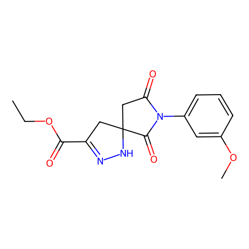 ethyl 7-(3-methoxyphenyl)-6,8-dioxo-1,2,7-triazaspiro[4.4]non-2-ene-3-carboxylate structure