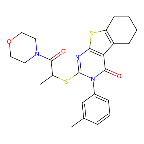 2-((1-morpholino-1-oxopropan-2-yl)thio)-3-(m-tolyl)-5,6,7,8-tetrahydrobenzo[4,5]thieno[2,3-d]pyrimidin-4(3H)-one structure