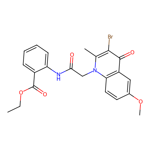 ethyl 2-(2-(3-bromo-6-methoxy-2-methyl-4-oxoquinolin-1(4H)-yl)acetamido)benzoate structure