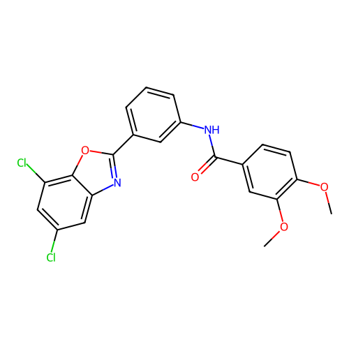 N-[3-(5,7-dichloro-1,3-benzoxazol-2-yl)phenyl]-3,4-dimethoxybenzamide structure