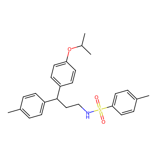 N-(3-(4-isopropoxyphenyl)-3-(p-tolyl)propyl)-4-methylbenzenesulfonamide structure