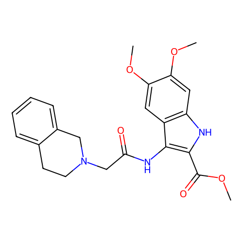 Methyl 3-[[2-(3,4-dihydro-1H-isoquinolin-2-yl)acetyl]amino]-5,6-dimethoxy-1H-indole-2-carboxylate structure