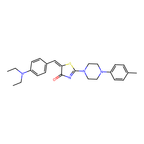 (5E)-5-[4-(diethylamino)benzylidene]-2-[4-(4-methylphenyl)piperazin-1-yl]-1,3-thiazol-4(5H)-one structure