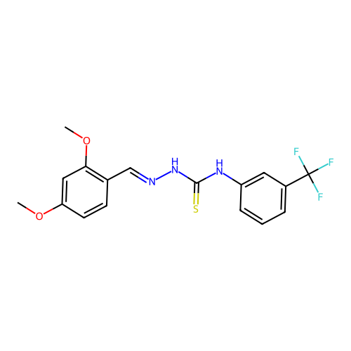 (2E)-2-(2,4-dimethoxybenzylidene)-N-[3-(trifluoromethyl)phenyl]hydrazinecarbothioamide structure
