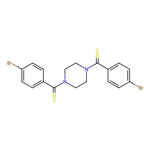 (4-Bromophenyl){4-[(4-bromophenyl)thioxomethyl]piperazinyl}methane-1-thione structure