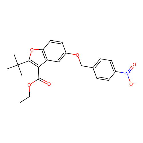 Ethyl 2-tert-butyl-5-[(4-nitrophenyl)methoxy]-1-benzofuran-3-carboxylate structure