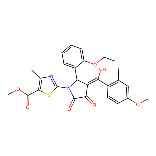 methyl 2-(2-(2-ethoxyphenyl)-4-hydroxy-3-(4-methoxy-2-methylbenzoyl)-5-oxo-2,5-dihydro-1H-pyrrol-1-yl)-4-methylthiazole-5-carboxylate structure