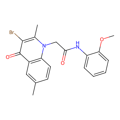2-(3-bromo-2,6-dimethyl-4-oxoquinolin-1(4H)-yl)-N-(2-methoxyphenyl)acetamide structure