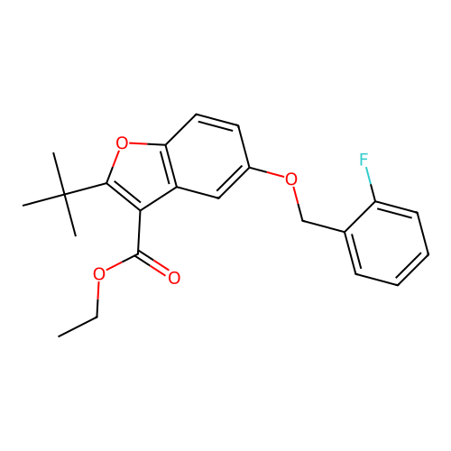 Ethyl 2-tert-butyl-5-[(2-fluorophenyl)methoxy]-1-benzofuran-3-carboxylate structure