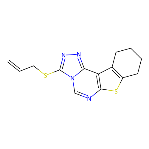 3-(allylthio)-8,9,10,11-tetrahydrobenzo[4,5]thieno[3,2-e][1,2,4]triazolo[4,3-c]pyrimidine structure
