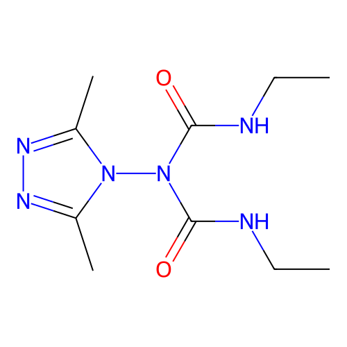 N-(3,5-dimethyl-4H-1,2,4-triazol-4-yl)-N,N'-diethyldicarbonimidic diamide structure