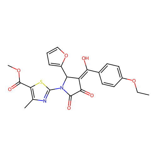 methyl 2-(3-(4-ethoxybenzoyl)-2-(furan-2-yl)-4-hydroxy-5-oxo-2,5-dihydro-1H-pyrrol-1-yl)-4-methylthiazole-5-carboxylate structure