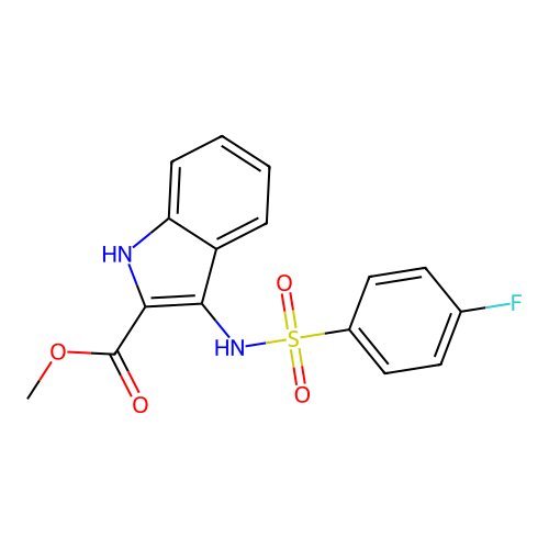 methyl 3-{[(4-fluorophenyl)sulfonyl]amino}-1H-indole-2-carboxylate structure