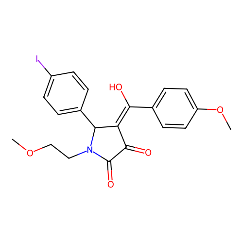 3-hydroxy-5-(4-iodophenyl)-4-(4-methoxybenzoyl)-1-(2-methoxyethyl)-2,5-dihydro-1H-pyrrol-2-one structure